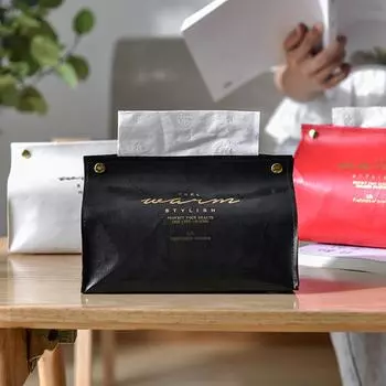Leather Tissue Box Home Living Room Hotel Creative Minimalist Fashionable Multi-purpose Solid Color Creative Napkin Storage Box