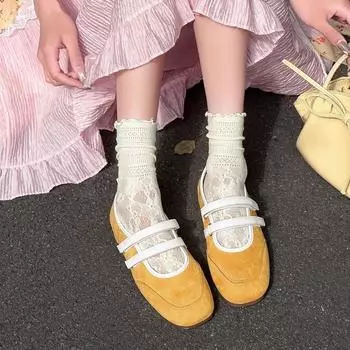 Leather version~ Soft leather soft sole Mary Jane shoes women s summer double strap round head shallow mouth single shoes 35