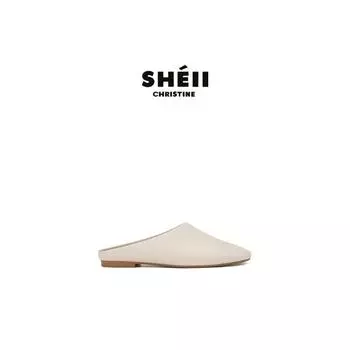 Leather version~ Square head flat bottom bag head slippers women s summer wear retro cool slippers 35