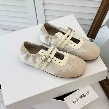 Leather version~ Summer new flat-bottomed retro Mary Jane women s shoes versatile casual shoes 35