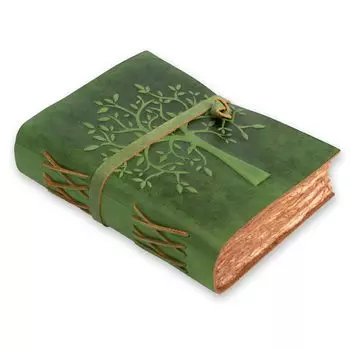 LEATHER VILLAGE Древо жизни Журнал Блокнот Записная книжка Дневник 10 X 7 дюймов Зеленый 200 страниц Акварельная бумага Книга Теней Винтажный кожаный переплет