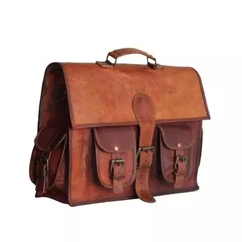 Leather Vintage Messenger Shoulder Men Satchel Laptop School S Briefcase Bag 15 x 11 x 4 in