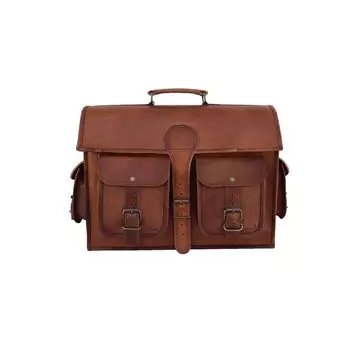 Leather Vintage Messenger Shoulder S Men Satchel Laptop School Briefcase Bag 16 x 12 x 5 in
