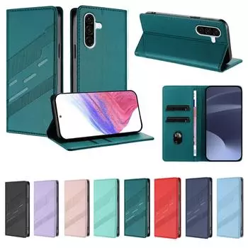 Leather Wallet Flip Case for Samsung Galaxy A21 A22 A23 A24 A25 A26 A31 A32 A33 A34 A35 A36 A40 4G 5G Phone Cover Business Style A21 EUR Ver зелёный