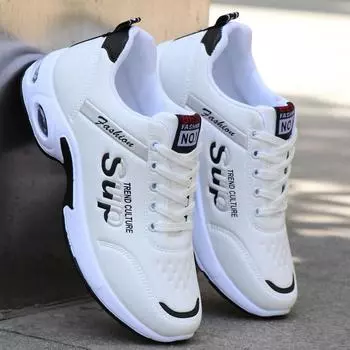 Leather waterproof men s shoes 2024 new autumn and winter men s sports shoes lightweight soft-soled running shoes men s casual shoes 39