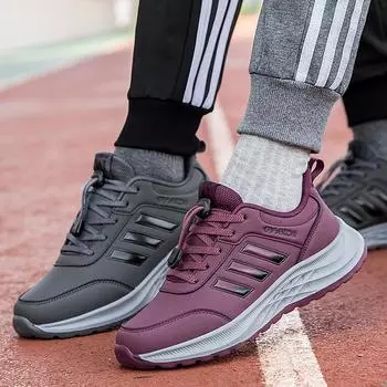 Leather waterproof walking shoes fleece cotton mother shoes non-slip men s and women s elderly shoes middle-aged and elderly platform sports shoes 39