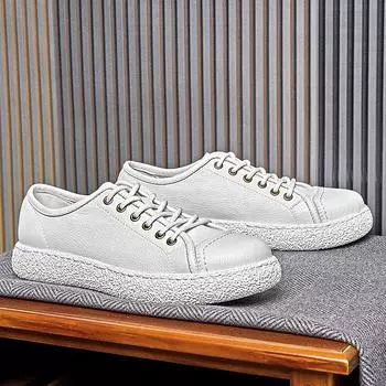 Кожаные белые туфли Повседневная мужская обувь Британские ретро кожаные туфли Мужские туфли на шнуровке с мягкой подошвой Повседневная обувь для вождения Тренд 38 коричневый