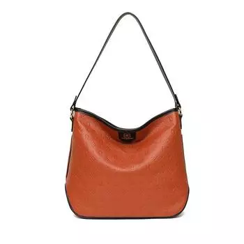 Leather Women S Autumn Cowhide Fashionable And Simple Women S Bags Shoulder Crossbody Large Capacity Bucket Bag коричневый