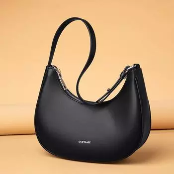 Кожаные женские сумки, сумки под мышкой, нишевая мода и простые наплечные сумки-мессенджеры, сумки-пельмени, сумки-полумесяцы. белый