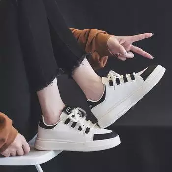 Leather Women s Shoes White Shoes Spring and Autumn New All-Matching Casual Sports Shoes Women s Platform Sneakers Women 35
