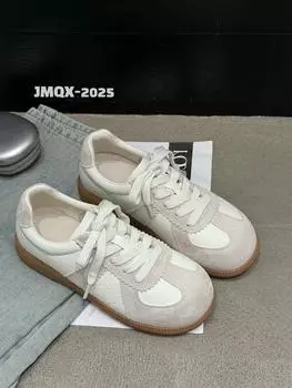 Leather women s spring new soft-soled casual sports shoes versatile doll head board shoes tide 35