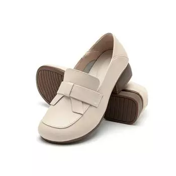 Leather Women Shoes Casual Leather Shoes Women s Loafers Retro Platform Shoes Wide Heels Women 35 коричневый