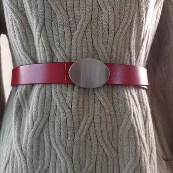 Leather Womens Fashion Belt Square Buckle Two Layer Cowhide Summer Casual Looks 105cm