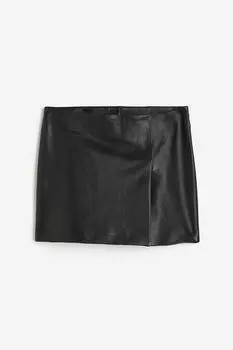 Leather wrap mini skirt