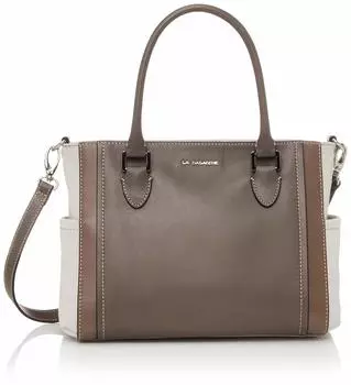 Leather x Cotton Canvas Different Materials Combination 2way Tote Greige [Rabaga Jerry] B01-05-01