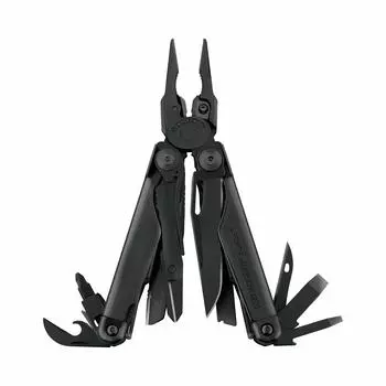 LEATHERMAN SURGE BLACK with MOLLE Case Japanese 25 Year Warranty Multi-Tool (Surge Black) [Genuine Product]