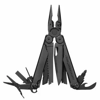 LEATHERMAN WAVE PLUS BLACK Plus с чехлом MOLLE Японская гарантия 25 лет Мультитул (Волна черная) [Подлинный продукт]