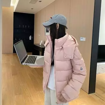 Оставьте хлопчатобумажную одежду для женщин 2024 года, зимняя новая свободная утолщенная хлопковая одежда, женская короткая пара одежды для хлеба, куртка M чёрный