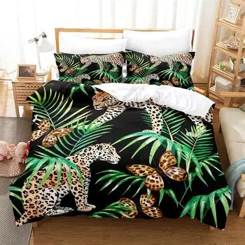 Leaves, Animals Bedding Set Duvet Cover Set 3d Bedding Digital Printing Bed Linen Queen Size Children Bedding Set Fashion Design EU single(135x200cm)