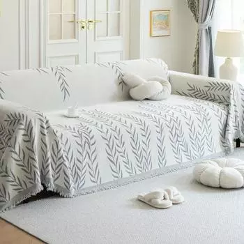 Leaves Chenille Sofa Cover Blanket Dustproof Pets Kids Printed Large Couch Blankets Leisure Beach Towel Travel Rug Home Decor 180x130cm S