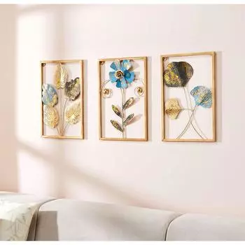 Leaves Metal Wall Decor | Elegant Nature-Inspired Iron Wall Hanging | Wall Hanging | Wall Dcor | Easy Installation | 37 x 25 cm Each | Set of 3