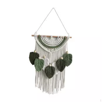 Leaves Woven Tapestry Macrame Wall Hanging Bohemian Art Home Decoration Leaf Tassel for Bedroom