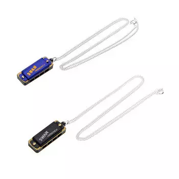 Лебедь 4 отверстия 8 тонов мини-гармошка металлическая цепочка ожерелье стиль губная гармошка чёрный