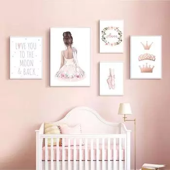 Лебедь, кролик, цветок, настенная живопись, холст, картина, балетная девочка, детские фотографии, индивидуальное имя, скандинавские принты и постеры для декора комнаты для девочек A4 21x30cm No Frame