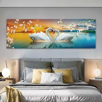 Лебедь на озере, постеры и принты, пейзажная живопись с животными, печать на холсте, настенные картины, домашний декор, настенное искусство для гостиной 20cm40cm NoFrame
