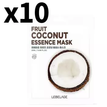Lebelage Fruits Coconut Essence Mask Pack (10 листов) – Глубоко увлажняющие и питательные маски для лица