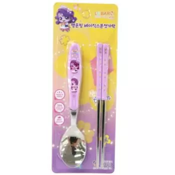 Leburn Domestic Mysterious Catch Tiniping Lucky Ping Basic Spoon Chopsticks Set, популярный персонаж в Корее