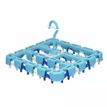 LEC Вешалка для сушки мелких вещей с 22 прищепками Патент заявлен Новый дизайн W00063 Крепление/снятие одним касанием (Неспутывающиеся встроенные зажимы) синий