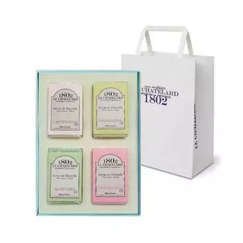 LECHATELARD1802 Sabon de Marseille 4 коробки + сумка для покупок, лаванда