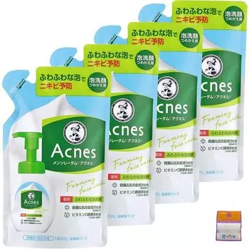 Лечебная пушистая пена для лица от прыщей, 140 мл, 4 шт., в комплекте с небольшим подарком [набор 4] Профилактика, мытье, сменный блок, шт.