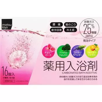 Лечебные соли для ванн, газированные, пузырькового типа, набор из 16 таблеток (4 вида x 4 таблетки) (Квази-лекарство) Углекислый газ (горячая ванна) Другие Горячая ванна Использовать 1 т