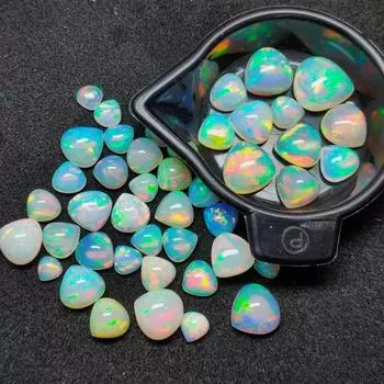 Лечебный драгоценный камень, натуральный Multi Play Flashy, размер 10 мм, эфиопский опал Welo, гладкий кабошон в форме сердца, партия драгоценных камней. 5 Pieces 10 MM Size