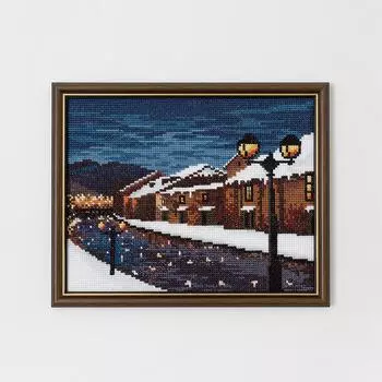 Набор для вышивания LECIEN COSMO Времена года и японские пейзажи Набор для вышивки крестом Пейзаж Отару -Зимний канал- № 522004 белый
