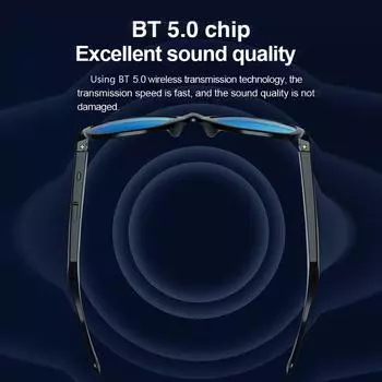 LECOO C8 Smart Wireless BT очки гарнитура HD качество звука сенсорные кнопки сменные поляризационные чёрный