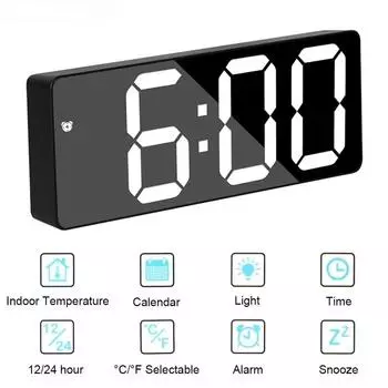 LED Alarm Clock Watch Voice Controlled Temperature Night Mode for You 12/24H Home Garden Anti-disturbance Function Snooze Clocks