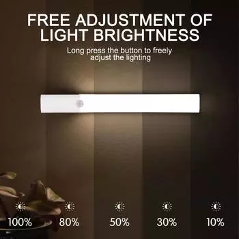 LED Bar Lights Ultra Thin Cabinet Light Motion Sensor Night Light Rechargeable Wardrobe Cabinet Lights for Kitchen Bedroom белый