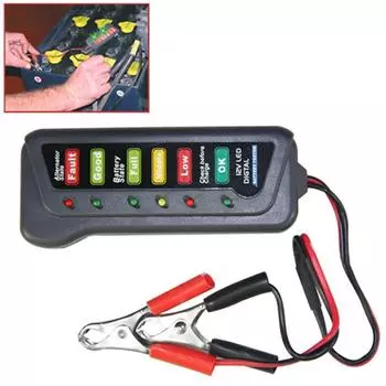 LED Battery Tester Automobile Motorcycle Battery Car Battery Testers ABS Red Yellow Green Display 12V Battery Level чёрный