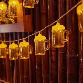 Led Beer Mug String Lights HHanging Lights For Parties & Restaurants Decoration Night Lights Fairy Lights 606 1.5M 10LEDS&Battery( not includ)