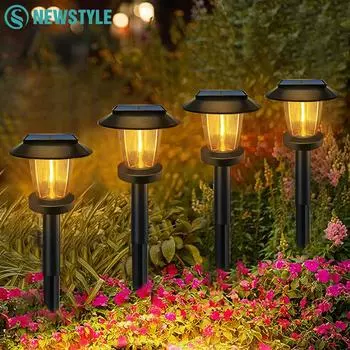 LED Bright Solar Landscape Pathway Lighting Outdoor Waterproof 3 Modes Solar Garden Lights for Yard Path Walkway Lawn Decoration 1pc