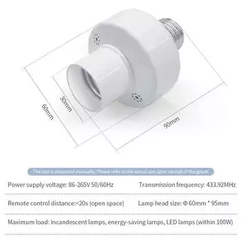 Led Bulb Holder E27 E26 Lamp Base Socket with Remote Control RF 433Mhz Light Switch AC85-265V 1/2/3 Gang Wireless Led Switch