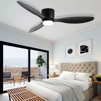 LED ceiling fan light DC motor modern ceiling fan kitchen living room restaurant home large air volume remote control chandelier 52inch&85-265V белый