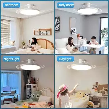 LED Ceiling Fan Light Modern Home Fan retractable blades chandelier fan Dimmable Ceiling lamp Living Room Bedroom Electric Fan 220V