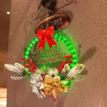 LED Christmas Wreath Lights, Door Decorative Lamp, Ambient Light, for Holiday, Xmas, Christmas, Party, Wall Hanging, Home Decor