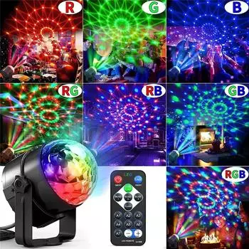LED Colorful Magic Ball Light KTV Disco Light Voice Controlled Crystal Stage Light Mini Laser Light RGB Flash Bounce Light