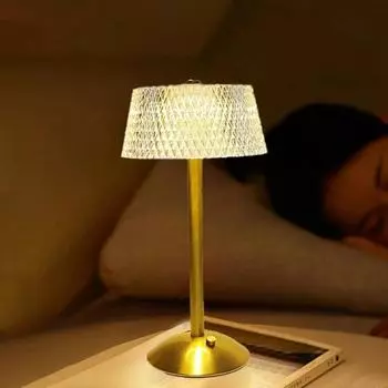 LED Cordless Table Lamp USB Rechargeable Night Light Coffee/Bar/Touch Dimming Desk Lamp Hotel/Bedroom Decor Crystal Table Lamps золотистый