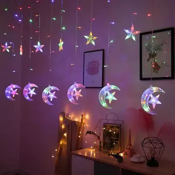 LED Curtains String Lights Bedroom Window Living Room EU Plug Fairy Light For Wedding Party Christmas New Year Decoration EU Plug
